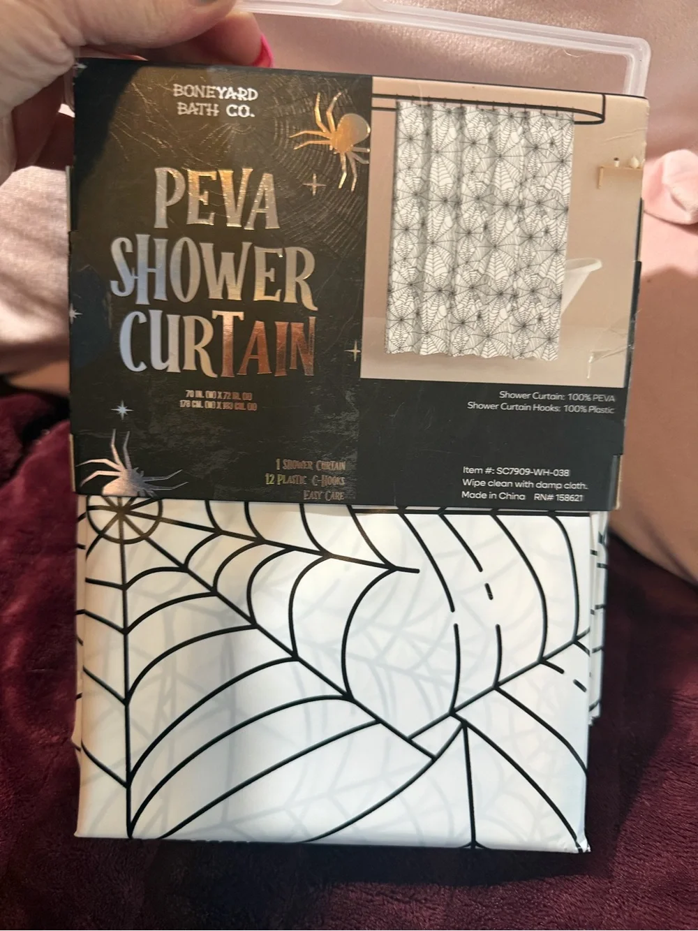 White Spiderweb PEVA Shower Curtain